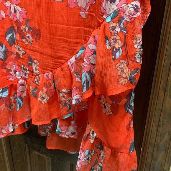 A new day red floral mini dress with ruffle - Picture 3 of 6